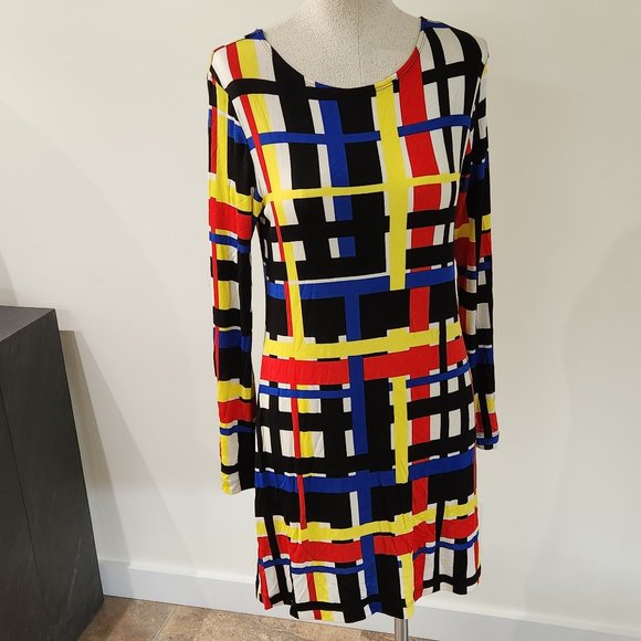 Calvin Tran pull over dress, 80s inspired bold print,simple lines - Picture 4 of 5